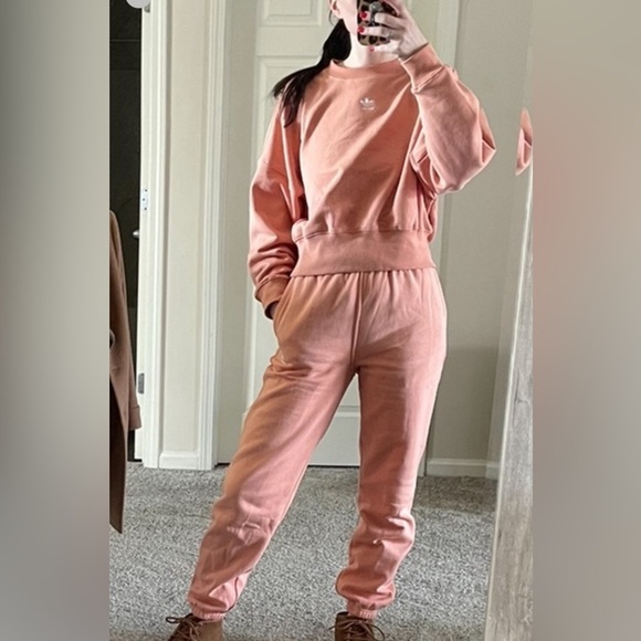 Adidas Adicolor Essentials Sweatsuit Matching Set Peach - Picture 15 of 16